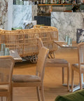 White Filip Table Base And Prime Oak Melamine Table Tops And Sienna Chairs At The Moseley Bar Kitchen