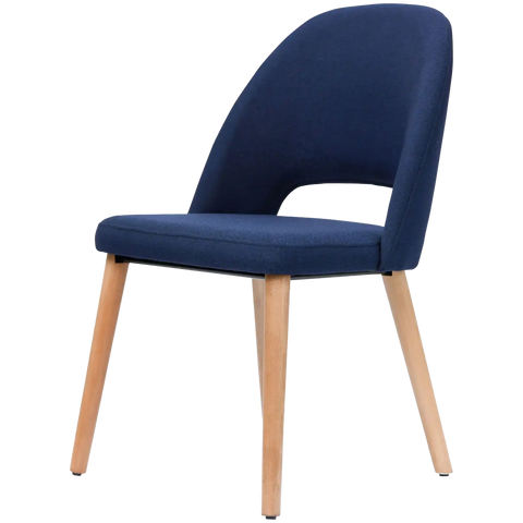 Alfi Chair With Navy Woven Shell And Trojan Oak Timber Legs, View From Front Angle