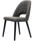 Alfi Chair With Vintage Charcoal Shell And Black Timber Legs, Viewed From Side Angle