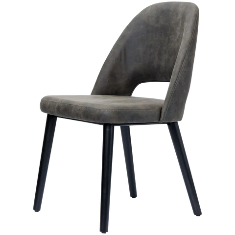 Alfi Chair With Vintage Charcoal Shell And Black Timber Legs, Viewed From Side Angle