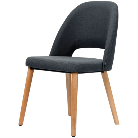 Alfi Chair With And Anthracite Woven Shell And Trojan Oak Timber Legs, Viewed From Angle In Front