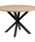 Arya Dining Table 120 Dia With Black Base, Viewed From Angle In Front