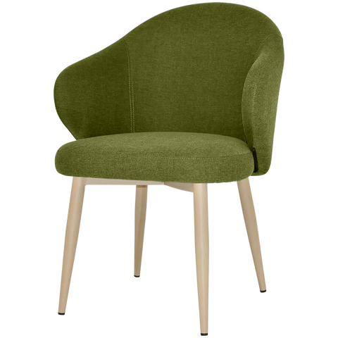 Boss Armchair Metal 4 Leg With Custom Upholstery And Birch Legs, Viewed From Front Angle