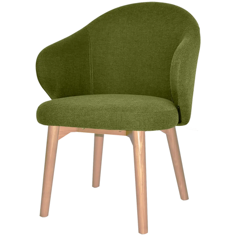Boss Armchair Timber 4 Leg With Custom Upholstery And Natural Legs, Viewed From Front Angle