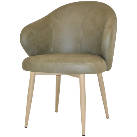 Boss Tub Chair Birch Metal 4 Leg With Pelle Sage Shell, Viewed From Angle In Front