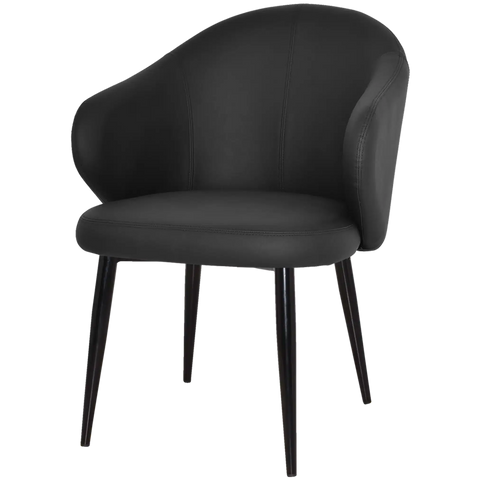 Boss Tub Chair Black Metal 4 Leg With Black Vinyl Shellack Metal 4 Leg With, Viewed From Angle In Front