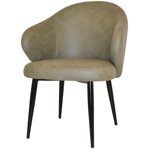 Boss Tub Chair Black Metal 4 Leg With Pelle Sage Shell, Viewed From Angle In Front