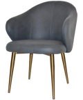 Boss Tub Chair Brass Metal 4 Leg With Pelle Navy Shell, Viewed From Angle In Front