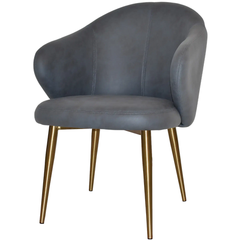 Boss Tub Chair Brass Metal 4 Leg With Pelle Navy Shell, Viewed From Angle In Front