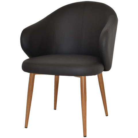 Boss Tub Chair Light Oak Metal 4 Leg With Black Vinyl Shellack Metal 4 Leg With, Viewed From Angle In Front