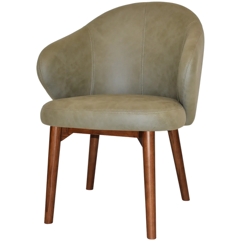 Boss Tub Chair Light Walnut Timber 4 Leg With Pelle Sage Shell, Viewed From Angle In Front