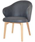 Boss Tub Chair Natural Timber 4 Leg With Pelle Navy Shell, Viewed From Angle In Front