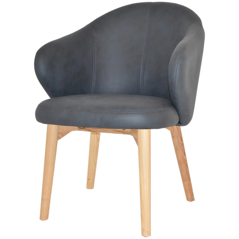 Boss Tub Chair Natural Timber 4 Leg With Pelle Navy Shell, Viewed From Angle In Front