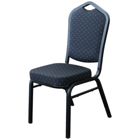 Bradman Chair With Black Fabric Upholstery And Black Frame, Viewed From Angle In Front