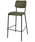 Candice Bar Stool With Pelle Sage Upholstery, Viewed From Angle In Front