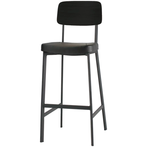 Caprice Bar Stool Black Backrest, Viewed From Angle In Front