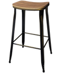 Coleman Bar Stool With Distressed Copper Finish And Walnut Veneer Seat