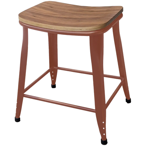 Coleman Low Stool With Custom Powd4Er Coat Finish And Walnut Veneer Seat