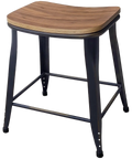 Coleman Low Stool With Distressed Copper Finish And Walnut Veneer Seat