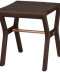 Dita Low Stool In Walnut, Viewed From Angle In Front