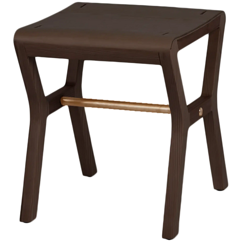 Dita Low Stool In Walnut, Viewed From Angle In Front