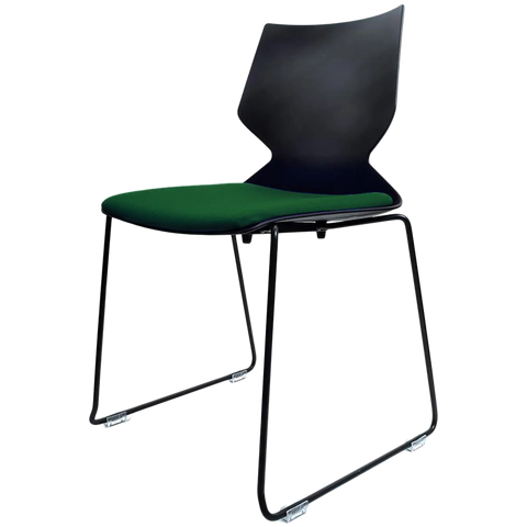 Fly Chair By Claudio Bellini With Black Shell With Custom Seat Pad On Black Sled Frame, Viewed From Angle In Front