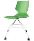Fly Chair By Claudio Bellini With Green Shell On White Swivel Frame, Viewed From Angle In Front