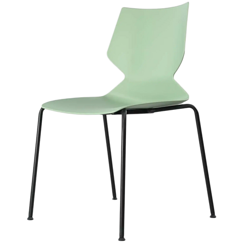 Fly Chair By Claudio Bellini With Light Green Shell On Black 4 Leg Frame, Viewed From Angle In Front
