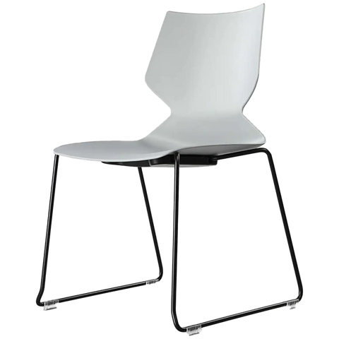 Fly Chair By Claudio Bellini With Light Grey Shell On Black Sled Frame, Viewed From Angle In Front