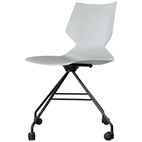 Fly Chair By Claudio Bellini With Light Grey Shell On Black Swivel Frame, Viewed From Angle In Front