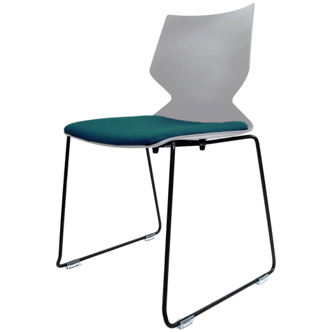 Fly Chair By Claudio Bellini With Light Grey Shell With Custom Seat Pad On Black Sled Frame, Viewed From Angle In Front