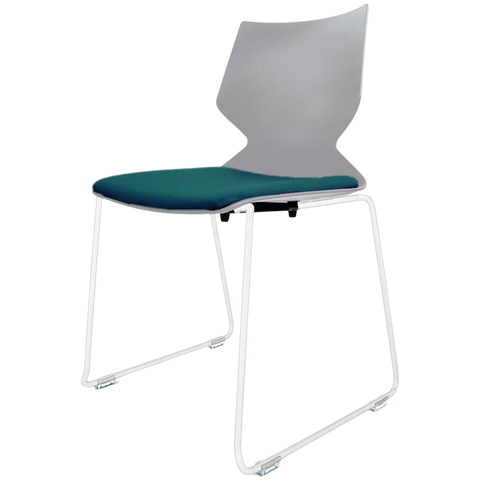 Fly Chair By Claudio Bellini With Light Grey Shell With Custom Seat Pad On White Sled Frame, Viewed From Angle In Front