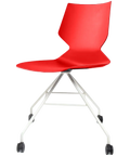 Fly Chair By Claudio Bellini With Red Shell On White Swivel Frame, Viewed From Angle In Front