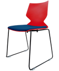 Fly Chair By Claudio Bellini With Red Shell With Custom Seat Pad On Black Sled Frame, Viewed From Angle In Front