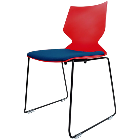 Fly Chair By Claudio Bellini With Red Shell With Custom Seat Pad On Black Sled Frame, Viewed From Angle In Front