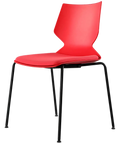 Fly Chair By Claudio Bellini With Red Shell With Red Seat Pad On Black 4 Leg Frame, Viewed From Angle In Front