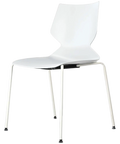 Fly Chair By Claudio Bellini With White Shell On White 4 Leg Frame, Viewed From Angle In Front