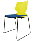 Fly Chair By Claudio Bellini With Yellow Shell With Custom Seat Pad On Black Sled Frame, Viewed From Angle In Front