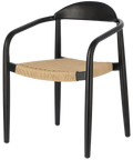 Glynis Armchair With Black Timber Frame And Beige Rope Seat, Viewed From Angle In Front