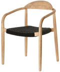 Glynis Armchair With Natural Timber Frame And Black Rope Seat, Viewed From Angle In Front