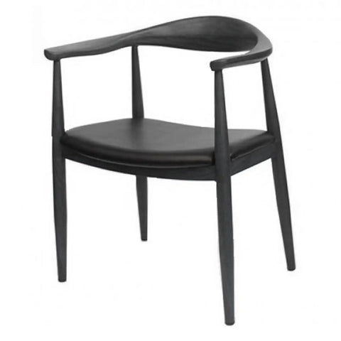 Hansel Armchair In Black With Black Vinyl Seat Pad, Viewed From Angle