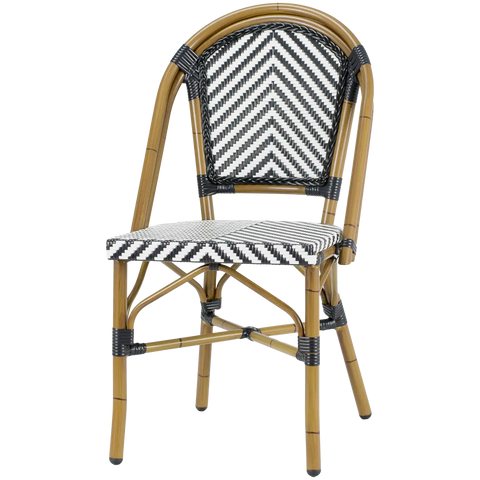 Jasmine Chair With Black And White Chevron Weave, Viewed From Front Angle