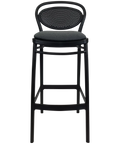 Marcel Bar Stool By Siesta In Black With Anthracite Seat Pad, Viewed From Front