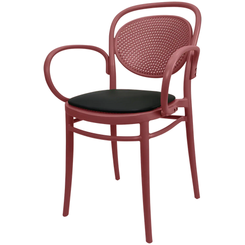 Marcel XL Armchair By Siesta In Marsala With Black Vinyl Seat Pad, Viewed From Angle 2