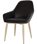 Monte Tub Chair With Birch Metal 4 Leg And Black Vinyl Shell, Viewed From Angle In Front