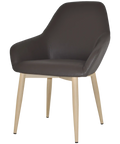 Monte Tub Chair With Birch Metal 4 Leg And Charcoal Vinyl Shell, Viewed From Angle In Front