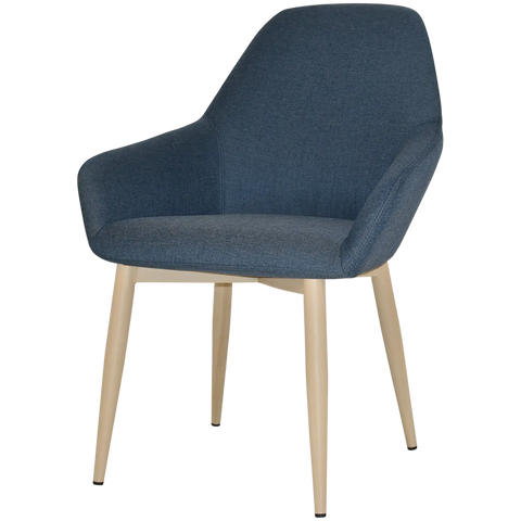 Monte Tub Chair With Birch Metal 4 Leg And Gravity Denim Shell, Viewed From Angle In Front