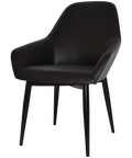 Monte Tub Chair With Black Metal 4 Leg And Black Vinyl Shell, Viewed From Angle In Front