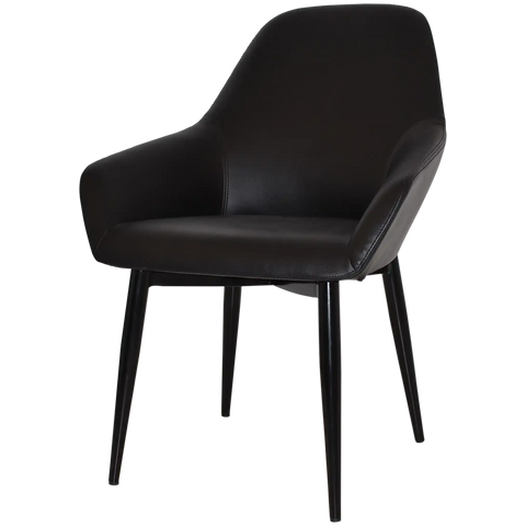 Monte Tub Chair With Black Metal 4 Leg And Black Vinyl Shell, Viewed From Angle In Front