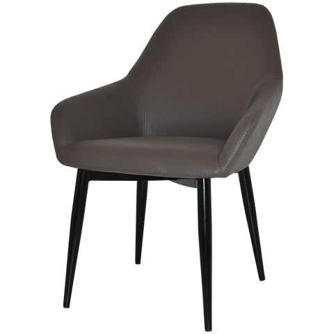 Monte Tub Chair With Black Metal 4 Leg And Charcoal Vinyl Shell, Viewed From Angle In Front